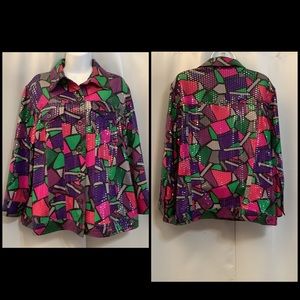 Ruby Road Jacket Women’s Size 16 Sequins Stain Glass Pattern